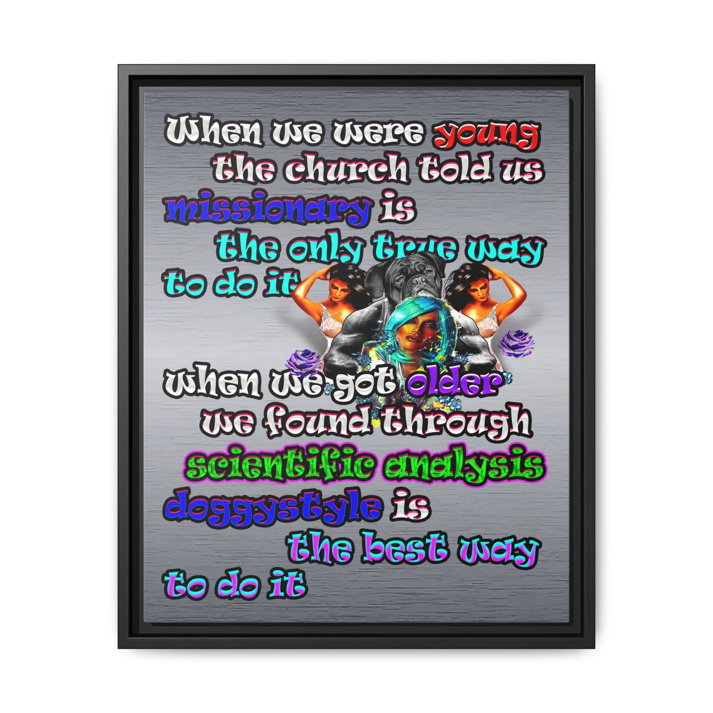 doggystyle - framed canvas art (brushed nickel)