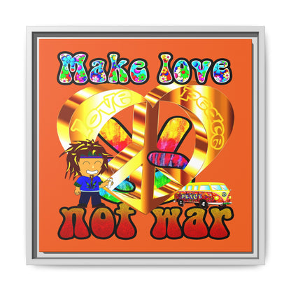 love peace - framed canvas art (orange)
