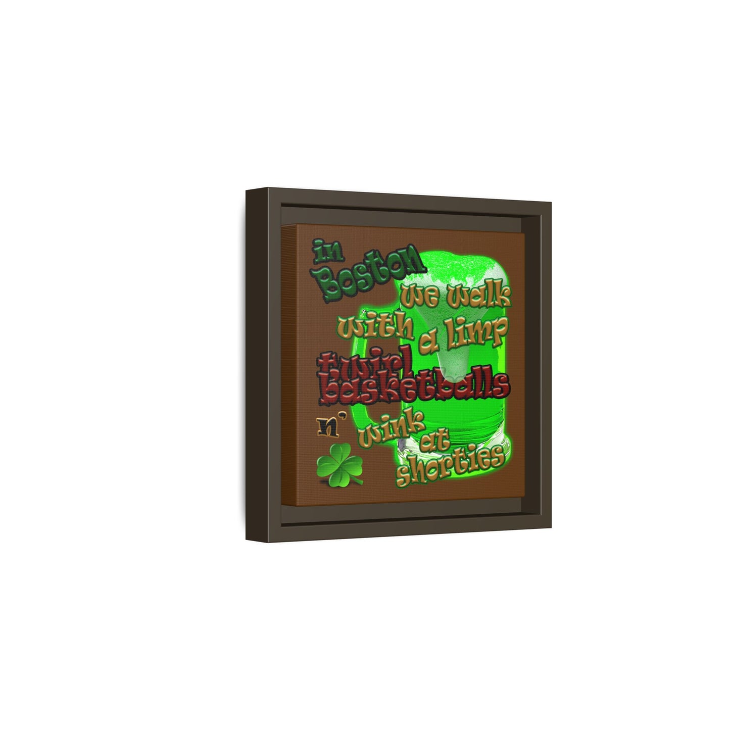 celtics logo - framed canvas art (brown)