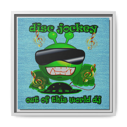 disc jockey - framed canvas art (faded blue)