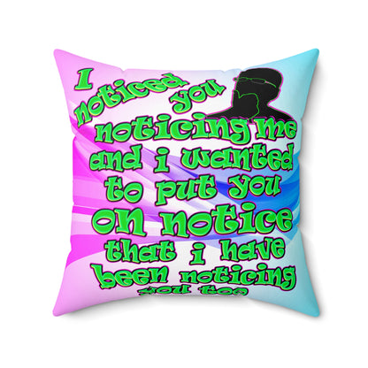 noticed you noticing - Spun Polyester Square Pillow - (light blue-pink wave)