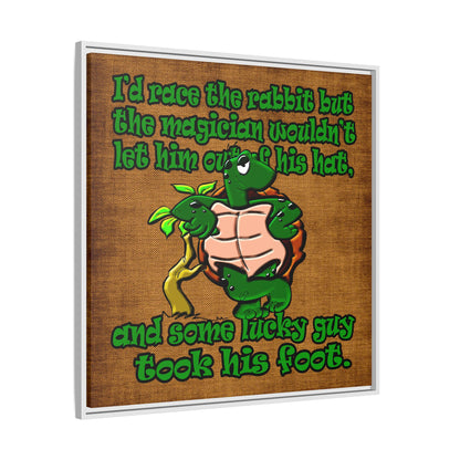 turtle race - framed canvas art (brown papyrus)