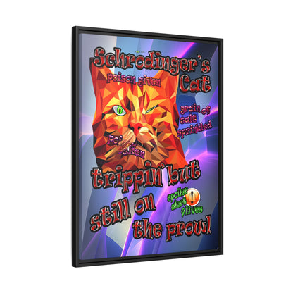 schrodinger's cat - framed canvas art (grey-pink wave)