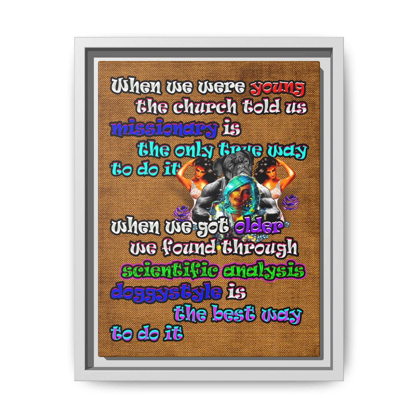 doggystyle - framed canvas art (brown papyrus)