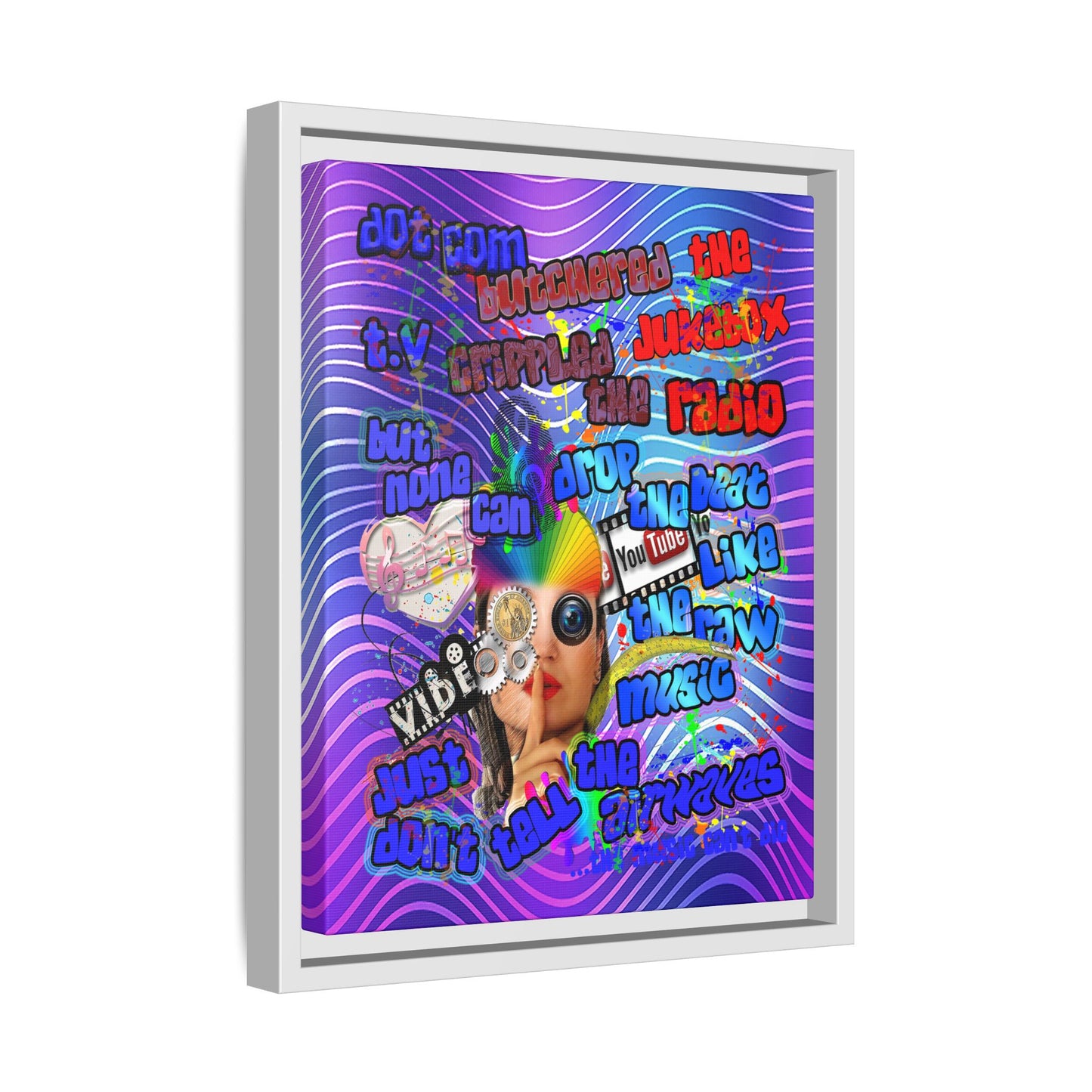 drop the beat - framed canvas art (purple wave)