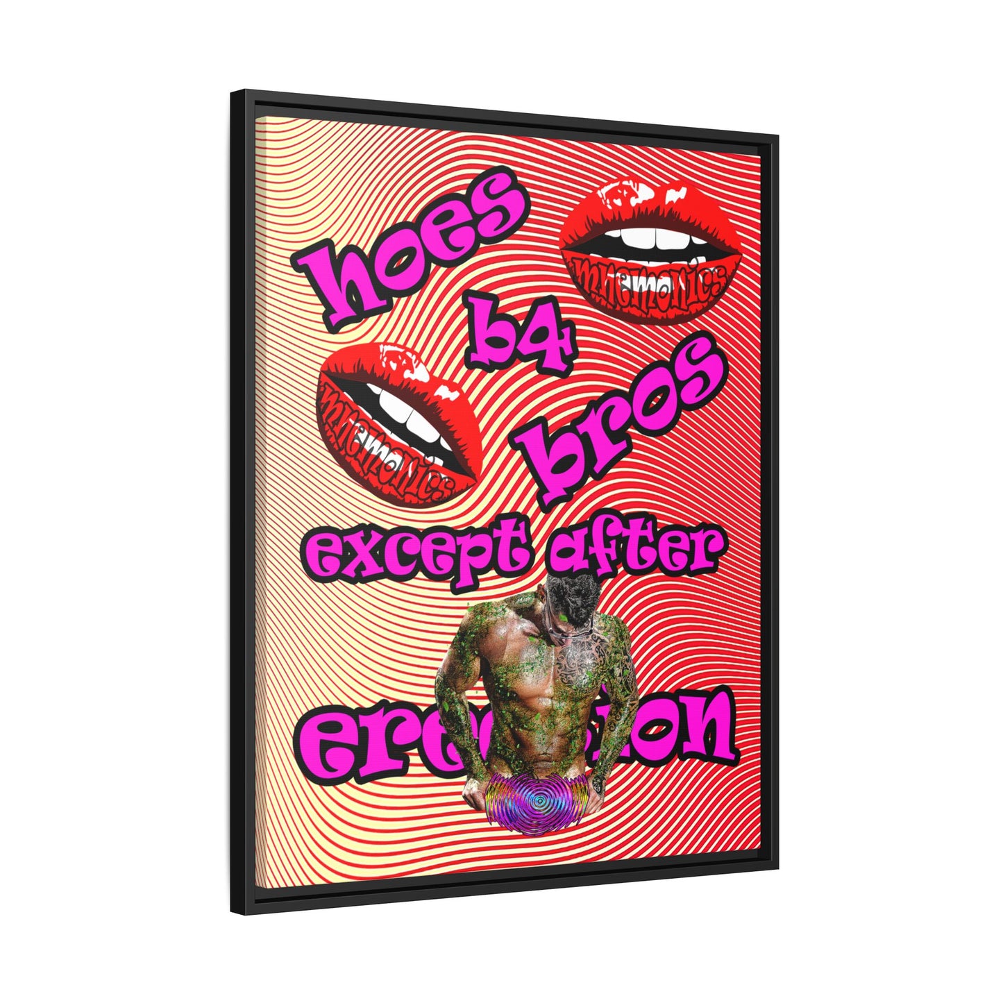 hoes b4 bros - framed canvas art (yellow-orange wave)