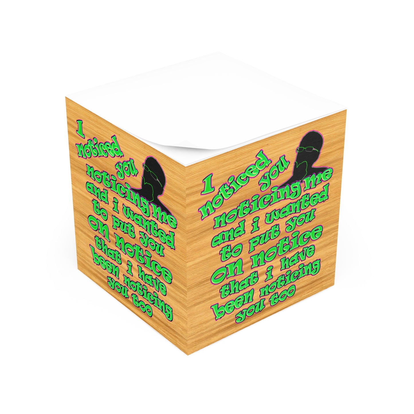 noticed you noticing - note cube (butterscotch wood finish)