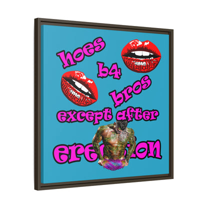 hoes b4 bros - framed canvas art (turquoise)