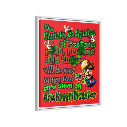 christmas spirits of boston - framed canvas art (red)