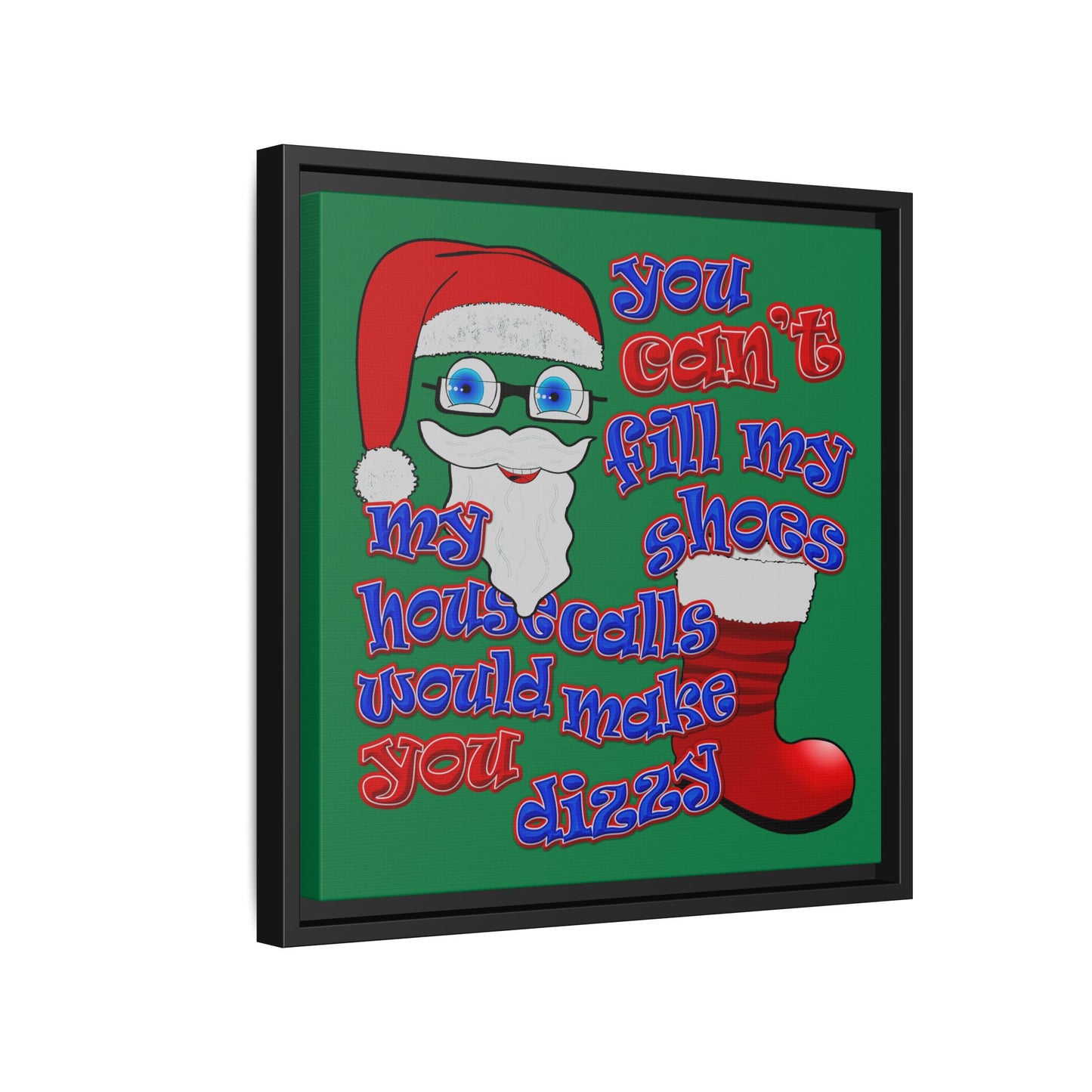 santa's shoes - framed canvas art (dark green)