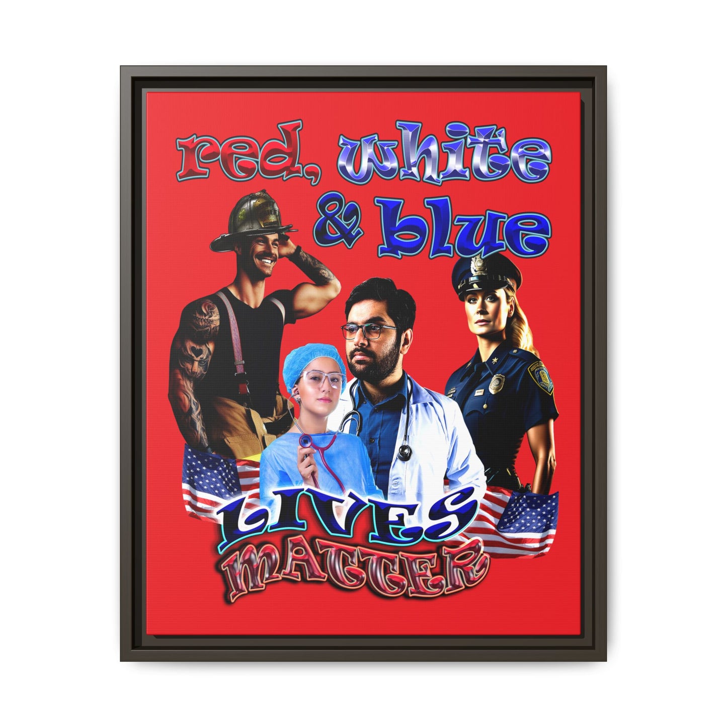 rw&b lives matter - framed canvas art (red)