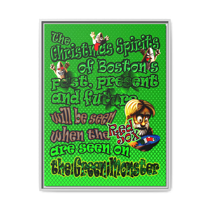 christmas spirits of boston - framed canvas art (logo green)