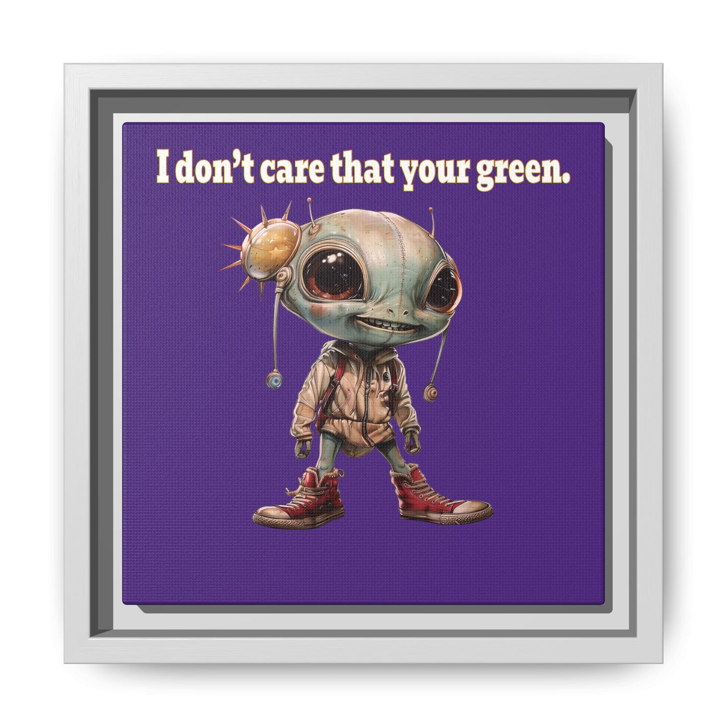 I don't care that your green - framed canvas art (purple)