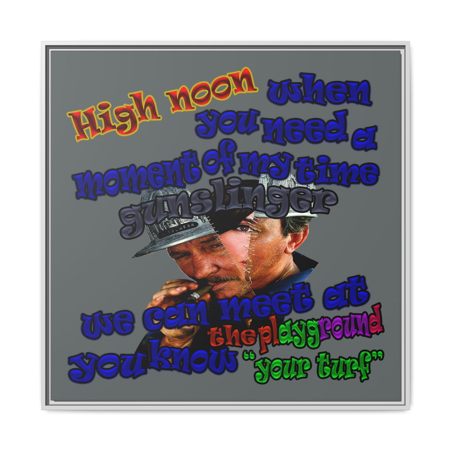 high noon - framed canvas art (dark grey)