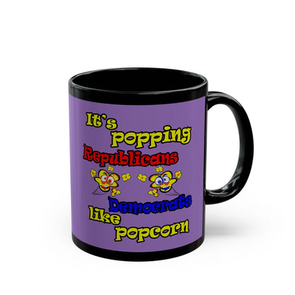 popping like popcorn - Black Mug (light purple)