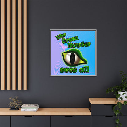 green monster - framed canvas art (light blue-purple wave)