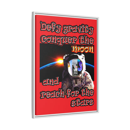 defy conquer reach - framed canvas art (red)