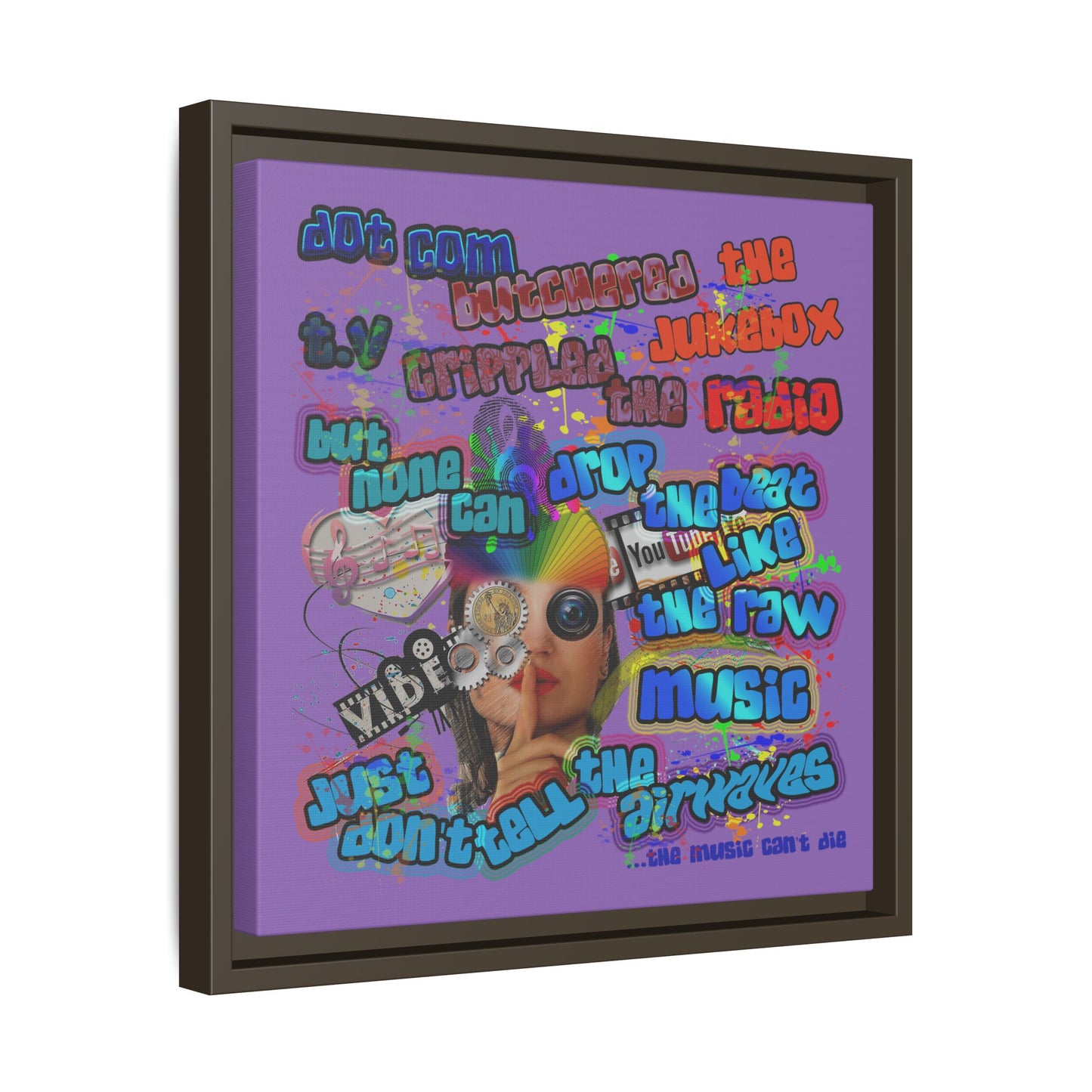 drop the beat - framed canvas art (light purple)