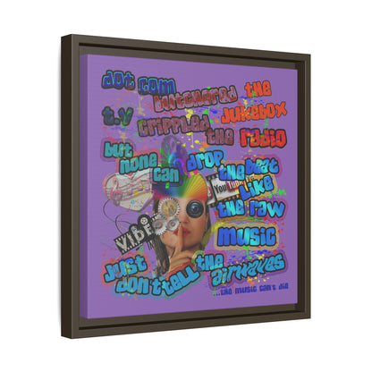 drop the beat - framed canvas art (light purple)