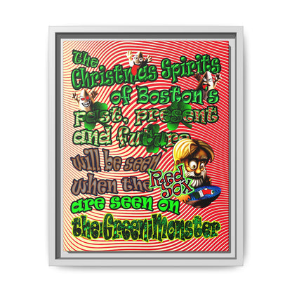christmas spirits of boston - framed canvas art (yellow-orange wave)