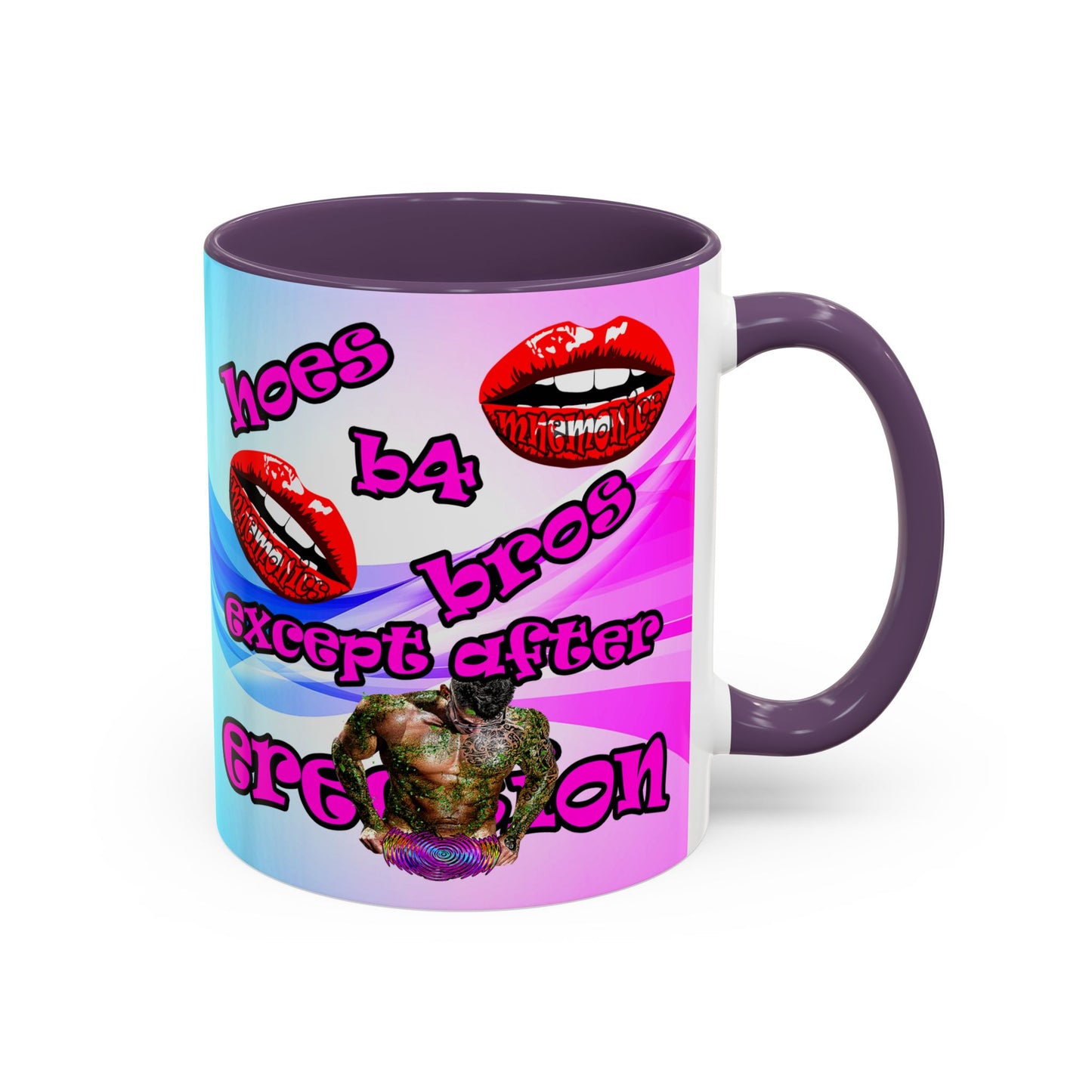 hoes b4 bros - Accent Mug (light blue-pink wave)