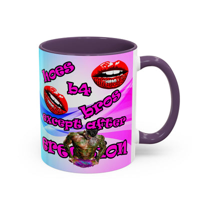 hoes b4 bros - Accent Mug (light blue-pink wave)