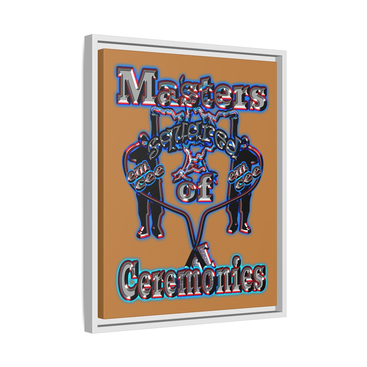em cee squared - framed canvas art (light brown)