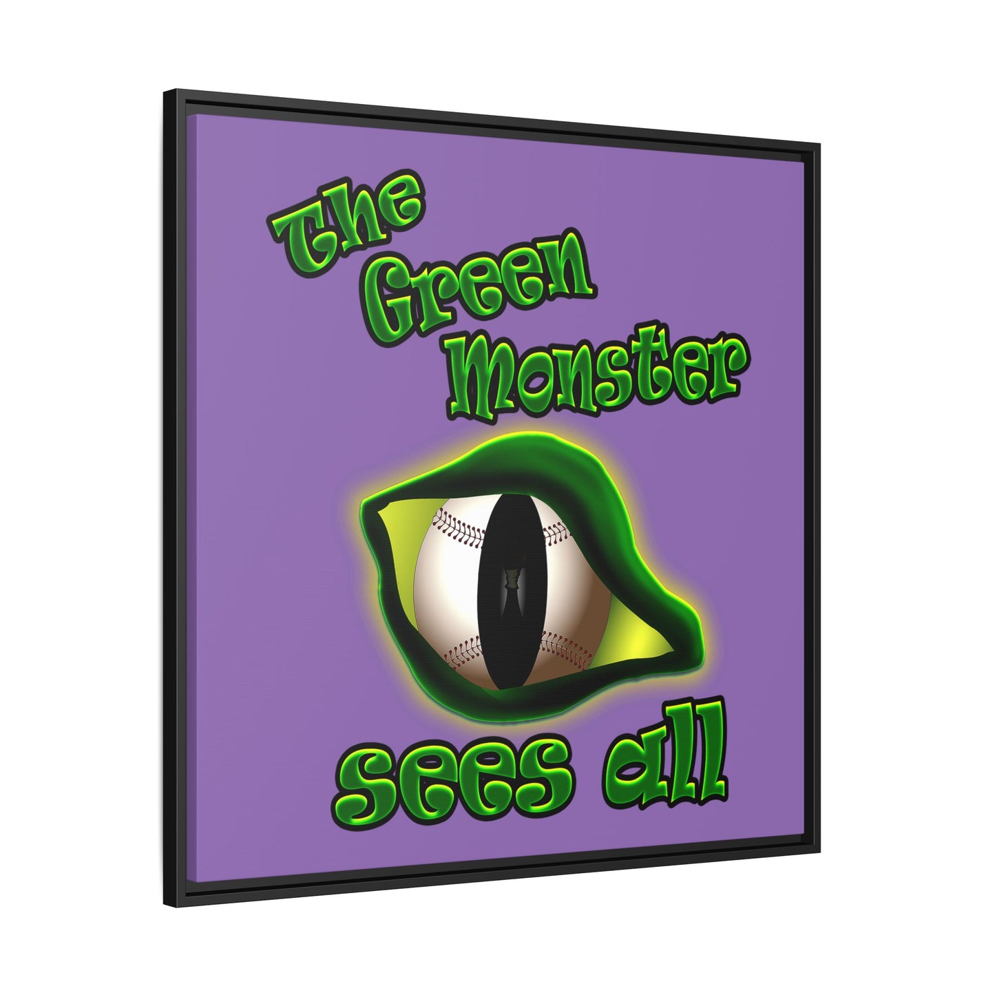 green monster - framed canvas art (light purple)