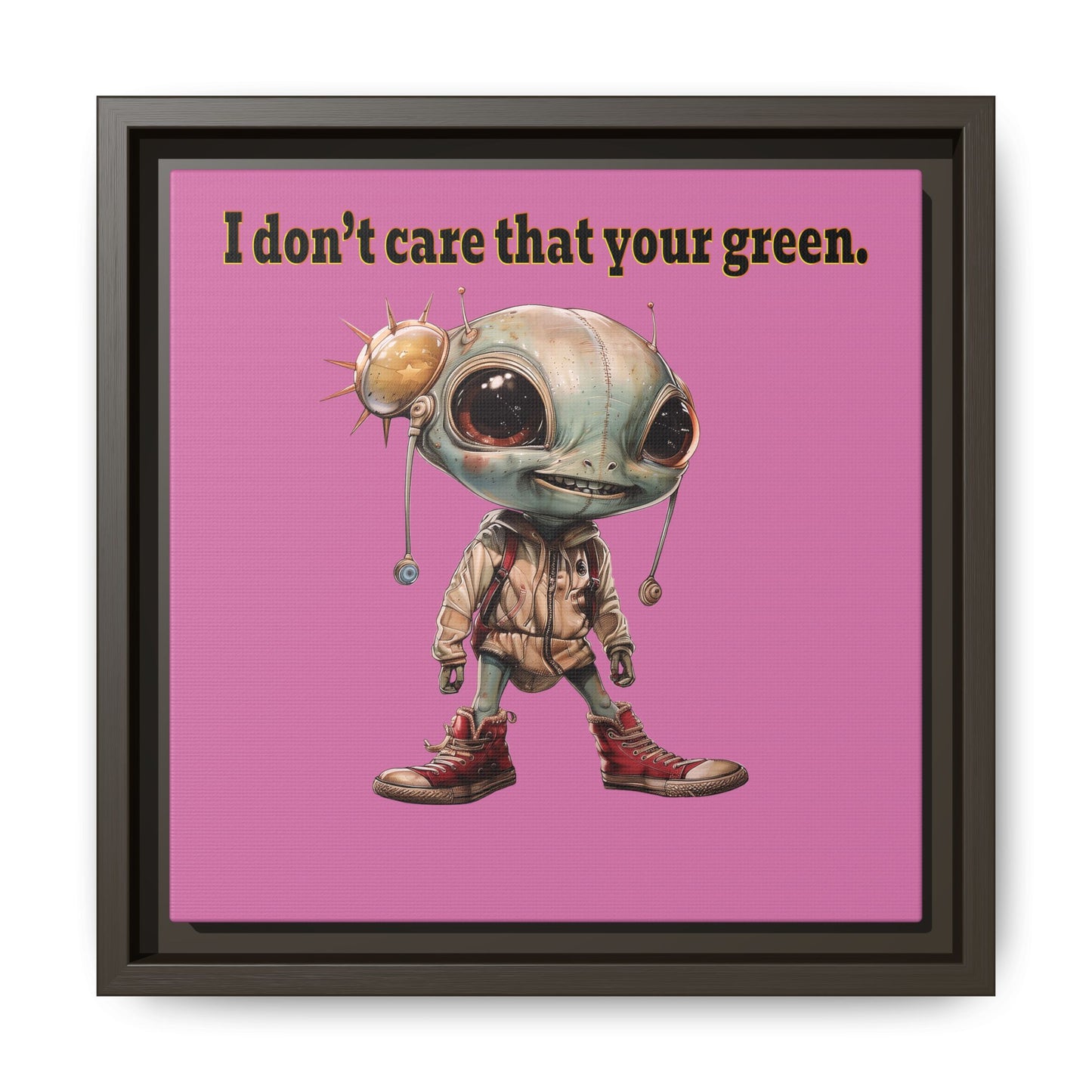 I don't care that your green - framed canvas art (light pink)