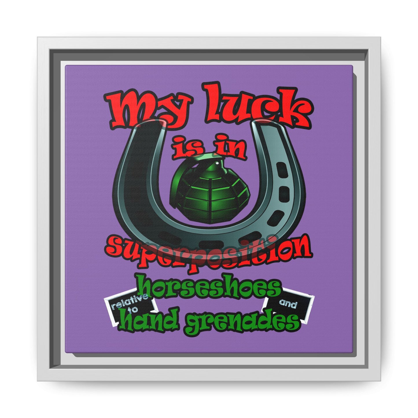 my luck - framed canvas art (light purple)