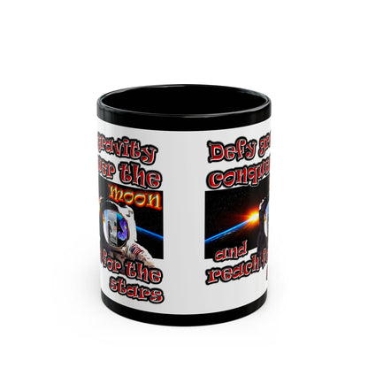 defy conquer reach - Black Mug (white)