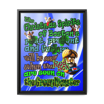 christmas spirits of boston - framed canvas art (blue-white wave)