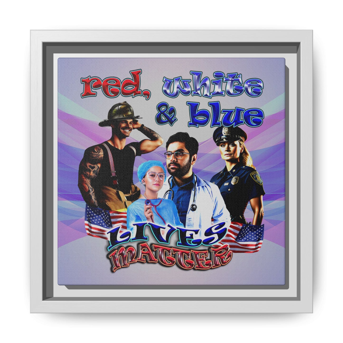 rw&b lives matter - framed canvas art (light blue-pink wave)