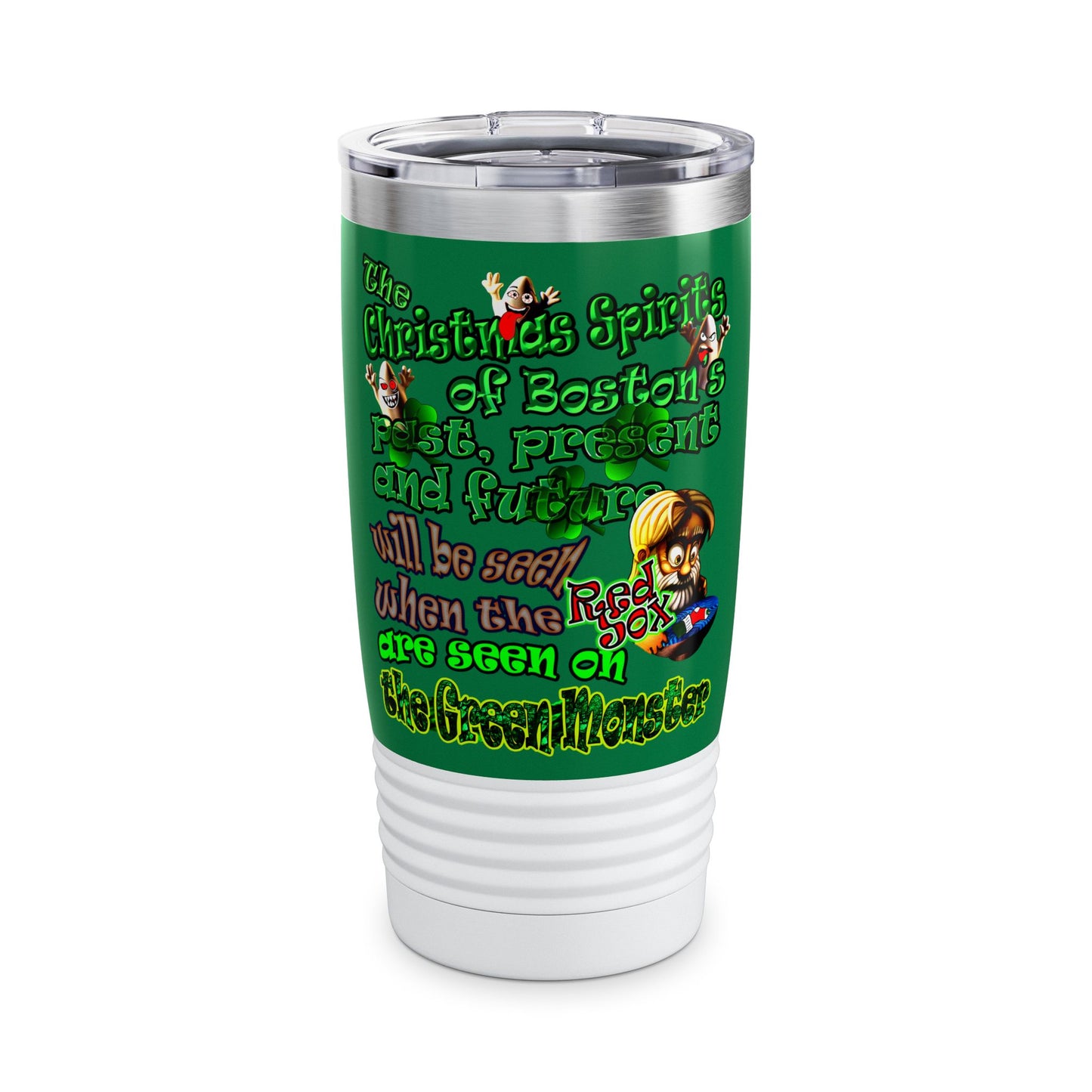 christmas spirits of boston - Ringneck Tumbler, 20oz (dark green)