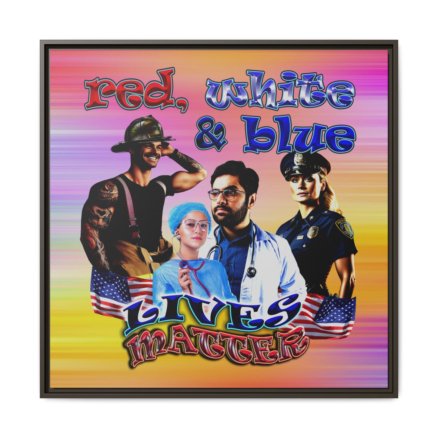 rw&b lives matter - framed canvas art (color blur)
