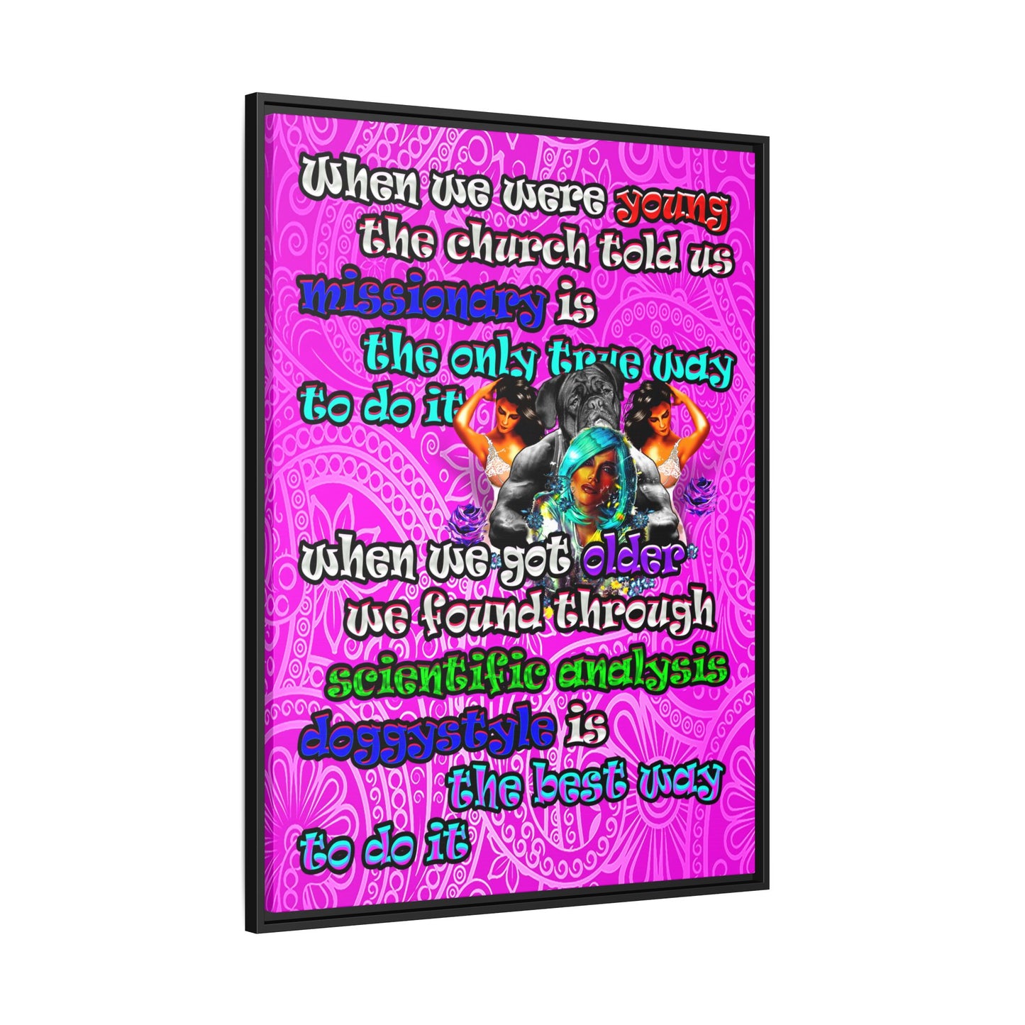 doggystyle - framed canvas art (pink swirl)