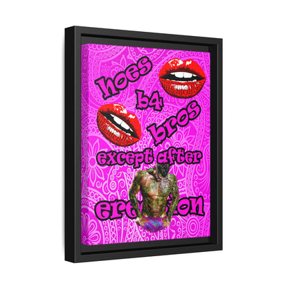 hoes b4 bros - framed canvas art (pink swirl)
