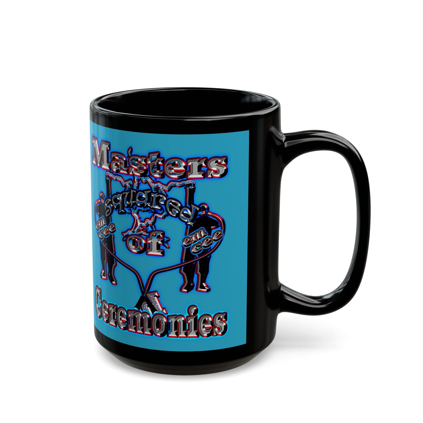 em cee squared - Black Mug (turquoise)