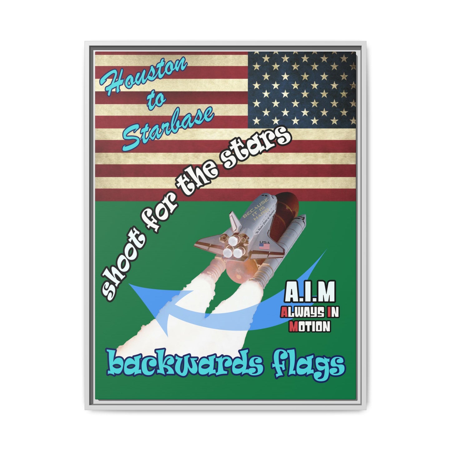 shoot for the stars - framed canvas art (dark green)
