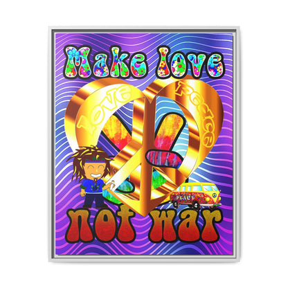 love peace - framed canvas art (purple wave)