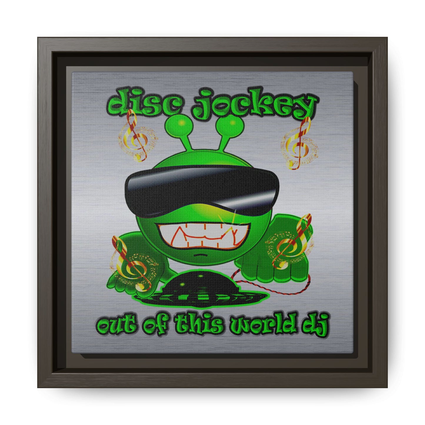 disc jockey - framed canvas art (brushed nickel)