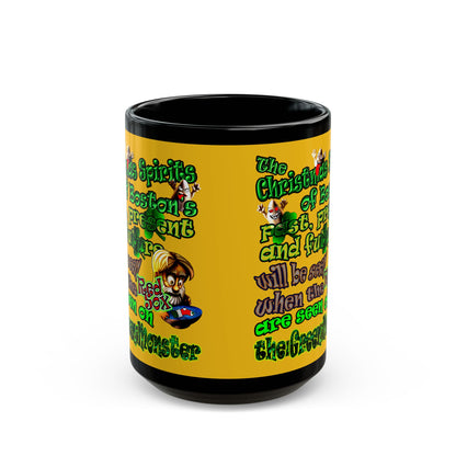 christmas spirits of boston - Black Mug (yellow)