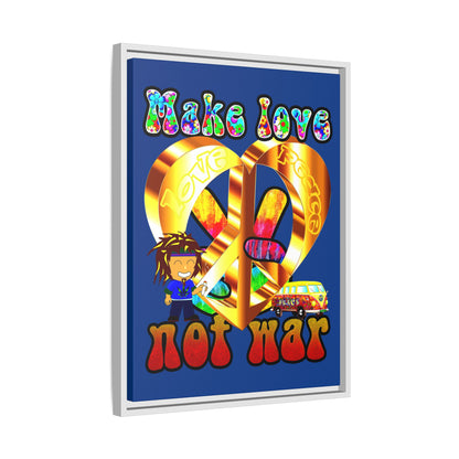 love peace - framed canvas art (dark blue)