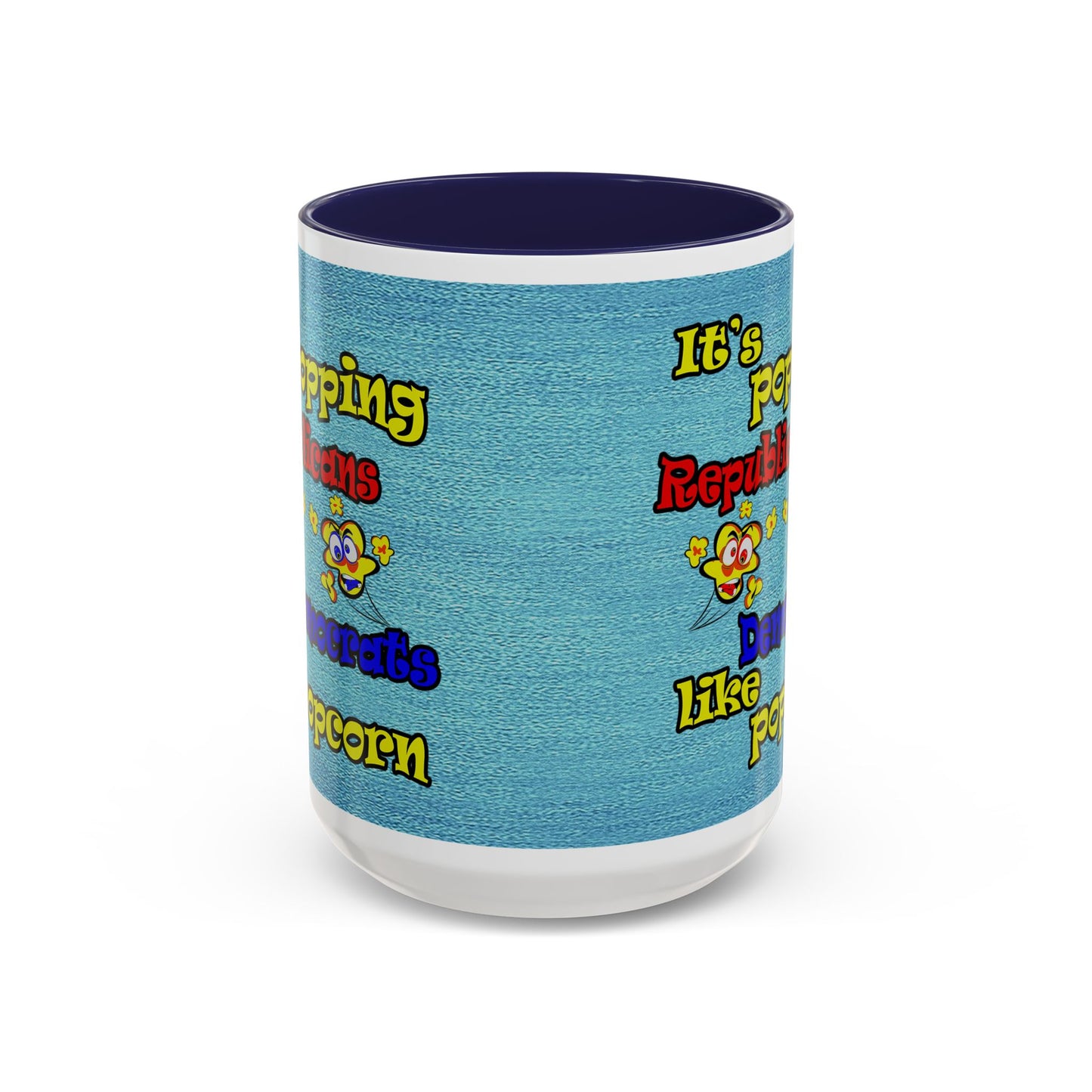 popping like popcorn - Accent Mug (faded dark blue)