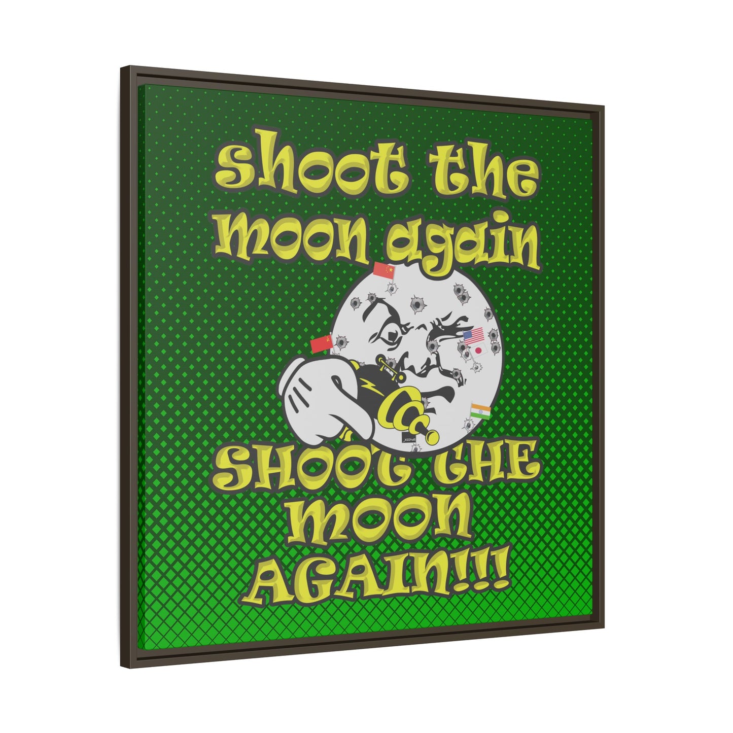 shoot the moon again - framed canvas art (logo green)