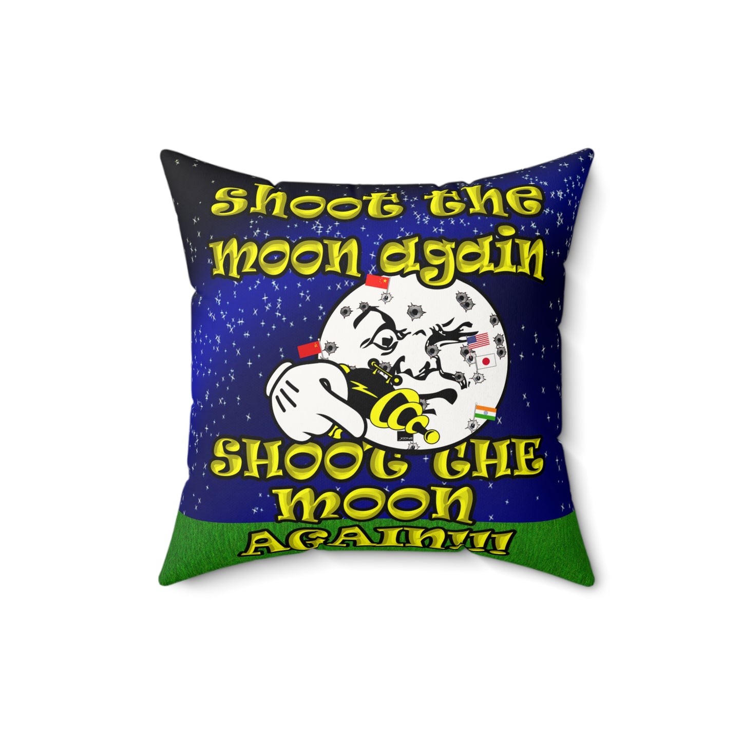 shoot the moon again - Faux Suede Square Pillow - ('snoops' background)