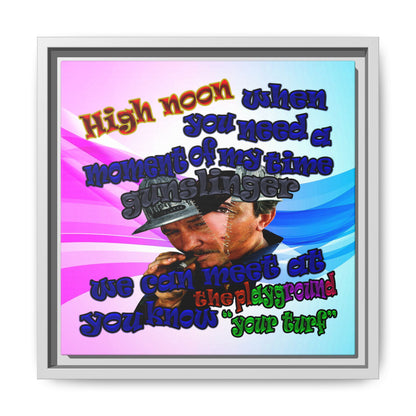 high noon - framed canvas art (light blue-pink wave)