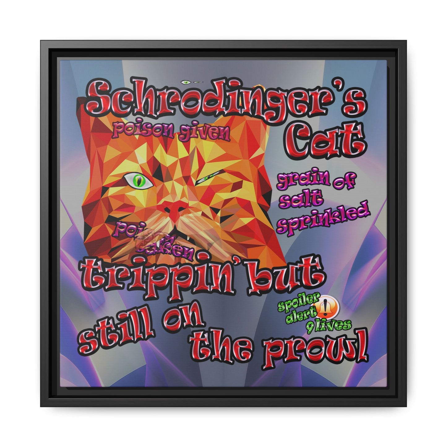 schrodinger's cat - framed canvas art (grey-pink wave)