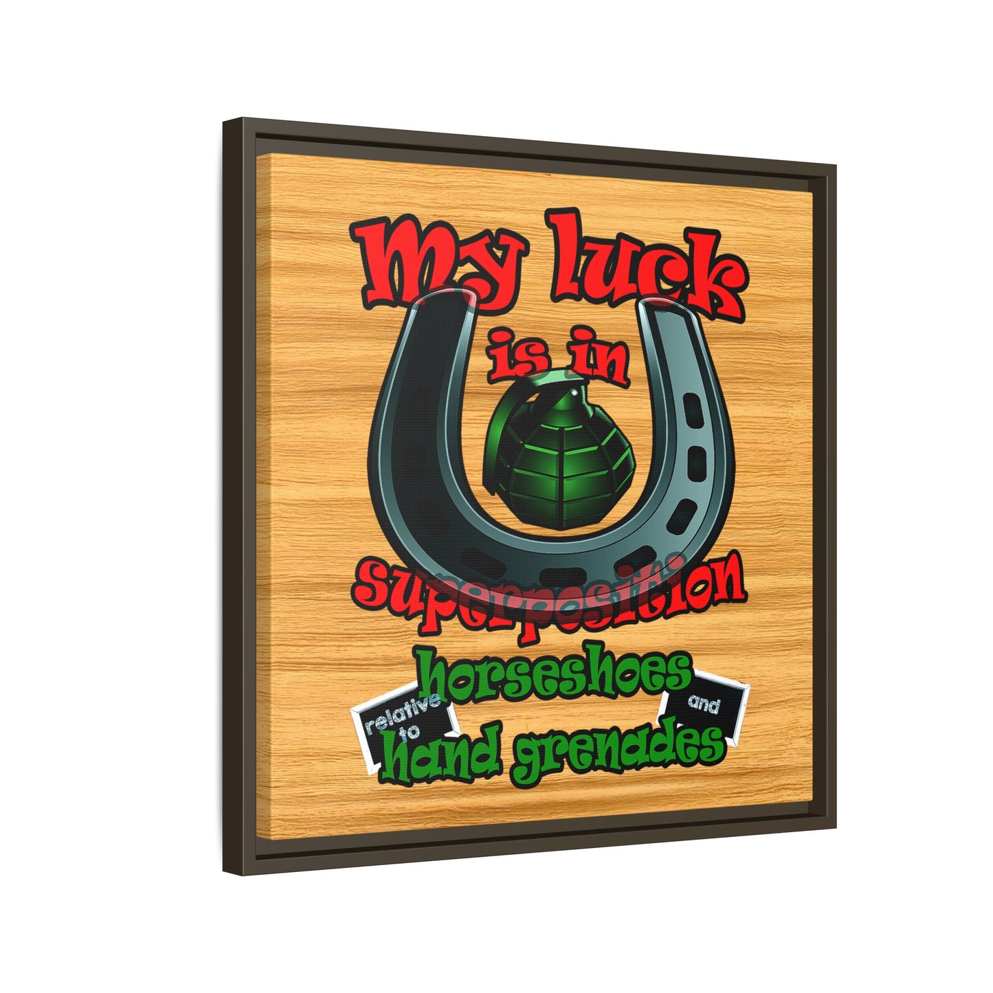 my luck - framed canvas art (butterscotch wood finish)