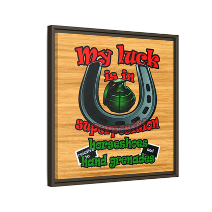 my luck - framed canvas art (butterscotch wood finish)